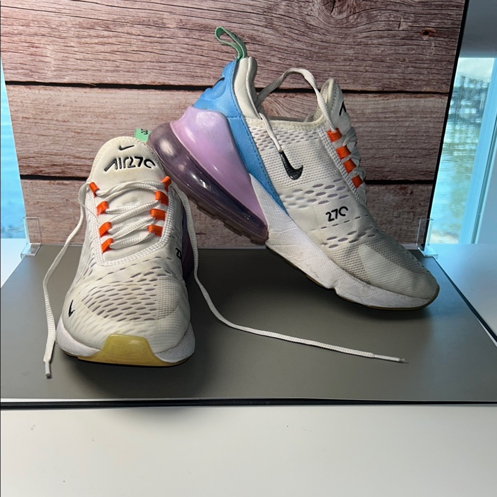 Nike Air Max 270 White with Orange and Purple Accents
